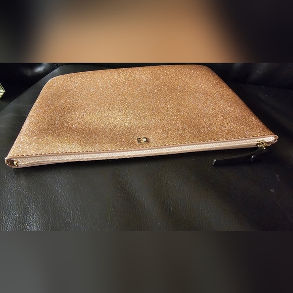 Kate Spade Mavis Street Gia Large Rose Gold Sparkle Glitter Pouch Clutch NWOT - Picture 6 of 7